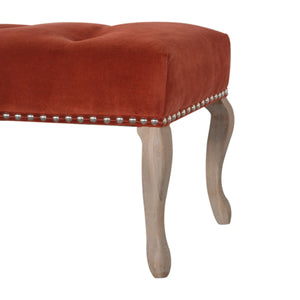 French Style Rust Velvet Bench