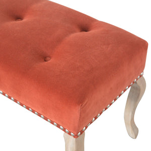 French Style Brick Red Velvet Bench