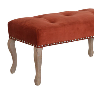 French Style Brick Red Velvet Bench