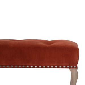 French Style Brick Red Velvet Bench