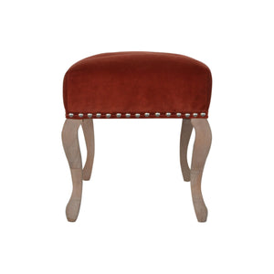 French Style Brick Red Velvet Bench