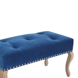 French Style Royal Blue Velvet Bench