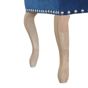 French Style Royal Blue Velvet Bench