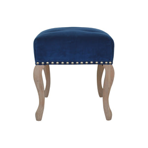 French Style Royal Blue Velvet Bench