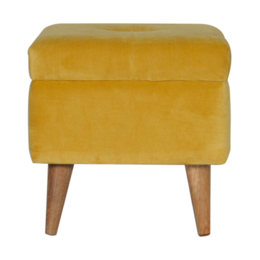 Mustard Velvet Storage Footstool