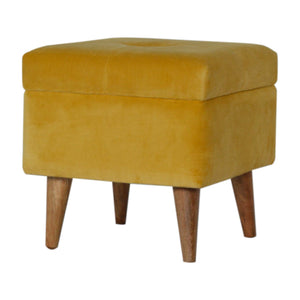 Mustard Velvet Storage Footstool