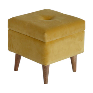 Mustard Velvet Storage Footstool