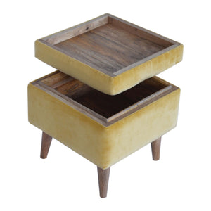 Mustard Velvet Storage Footstool