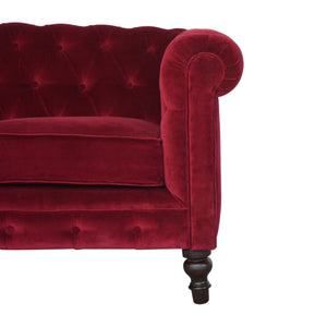 Wine Red Velvet Chesterfield Sofa