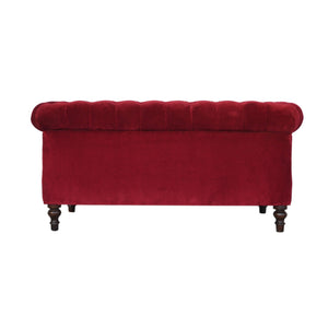 Wine Red Velvet Chesterfield Sofa