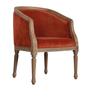 Brick Red Velvet Occasional Chair