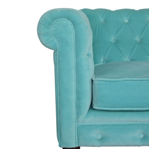 Aqua Velvet Chesterfield Sofa