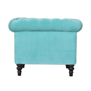 Aqua Velvet Chesterfield Armchair