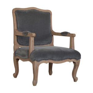 Grey Velvet French Style Chair