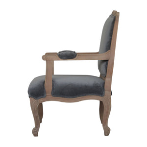 Grey Velvet French Style Chair