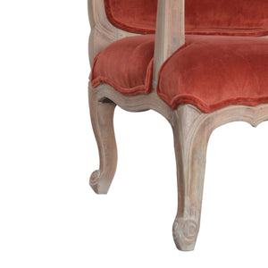 Brick Red Velvet French Style Chair