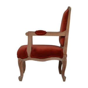 Brick Red Velvet French Style Chair