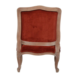 Brick Red Velvet French Style Chair