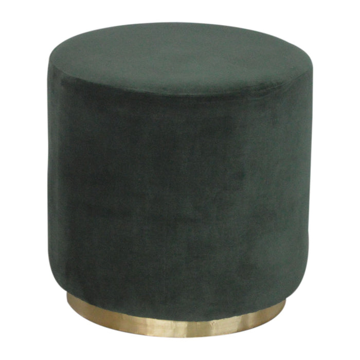 Emerald Velvet Footstool with Gold Base