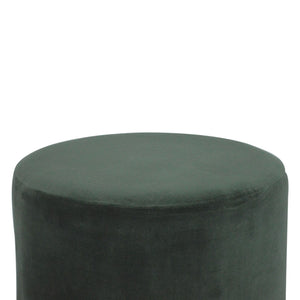 Emerald Velvet Footstool with Gold Base