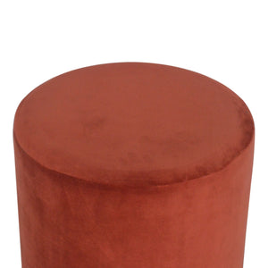 Brick Red Velvet Footstool with Gold Base