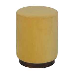 Mustard Velvet Wooden Footstool