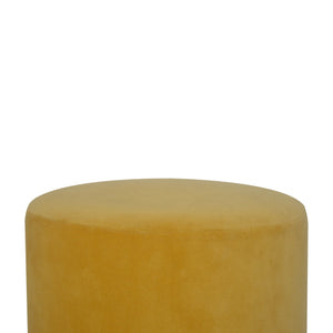 Mustard Velvet Wooden Footstool