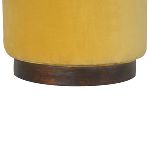 Mustard Velvet Wooden Footstool