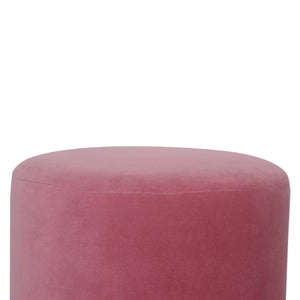 Pink Velvet Wooden Footstool