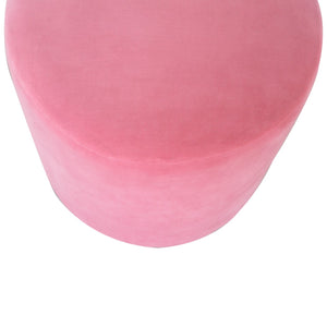 Pink Velvet Wooden Footstool