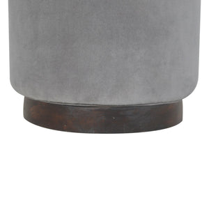 Grey Velvet Wooden Footstool