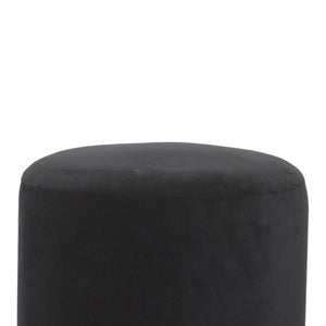 Black Velvet Wooden Base Footstool