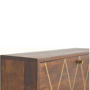 Geometric Brass Inlay Flip Down Writing Desk