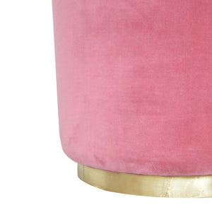 Large Pink Velvet Footstool with Gold Base