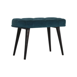 Teal Cotton Velvet Deep Button Bench