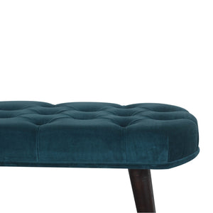 Teal Cotton Velvet Button Bench