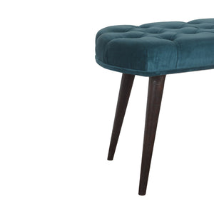 Teal Cotton Velvet Deep Button Bench