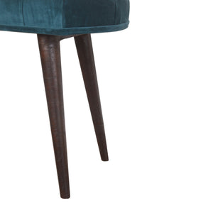 Teal Cotton Velvet Deep Button Bench