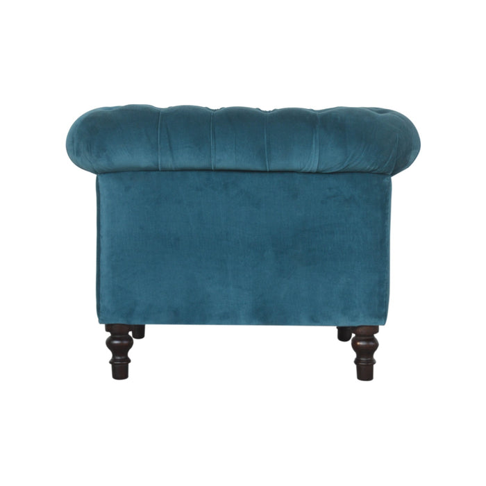 Teal Velvet Chesterfield Armchair