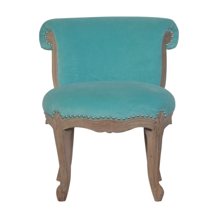 Aqua Velvet Studded Chair