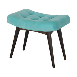 Aqua Cotton Velvet Curved Bench