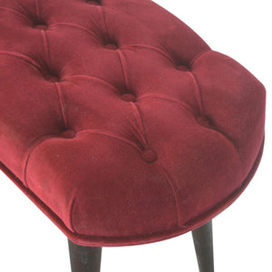 Wine Red Velvet Deep Button Bench