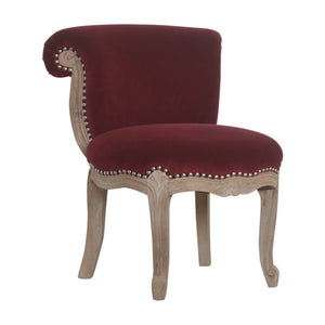 Wine Red Velvet Studded Chair