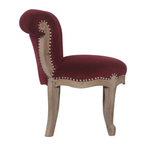 Wine Red Velvet Studded Chair