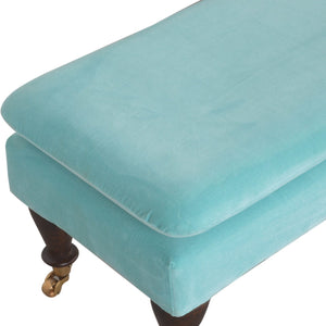 Aqua Velvet Bench with Castor Feet