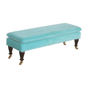 Aqua Velvet Bench with Castor Feet