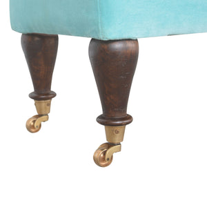 Aqua Velvet Bench with Castor Feet