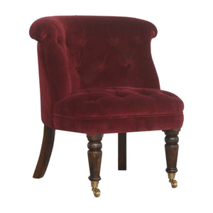 Wine Red Velvet Accent Chair