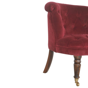 Wine Red Velvet Accent Chair