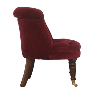 Wine Red Velvet Accent Chair